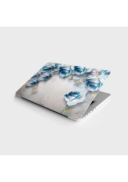 Laptop Sticker Bilgisayar Notebook Pc Kaplama Etiketi Mavi Gül Yapraklar