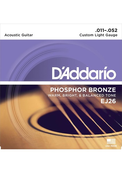 EJ26 Phosphor Bronze Custom Light Akustik Gitar Teli (11-52)