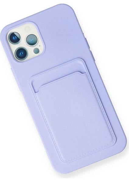 iPhone 12 Pro Max Kılıf Kamera Korumalı Kartvizitli Silikon Kelvin - Lila modelleri