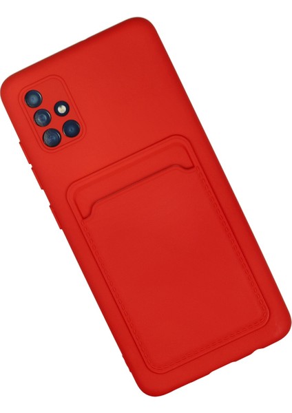 Samsung Galaxy A51 Kılıf Kamera Korumalı Kartvizitli Silikon Kelvin - Kırmızı fiyatları