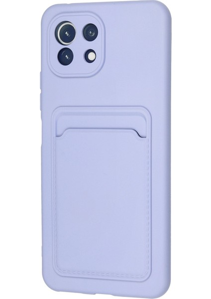 Xiaomi Mi 11 Lite Kılıf Kamera Korumalı Kartvizitli Silikon Kelvin - Lila modelleri