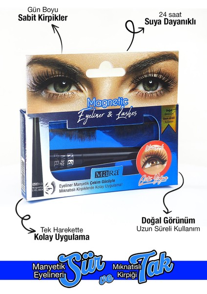 Manyetik Eyeliner'lı Mıknatıslı Doğal Ipek Takma Kirpik Orta Yoğun