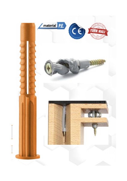 Plastik Tuğla Boşluk Dübeli 12 mm x 120 mm Uzun Dübel 1 Paket ( 100