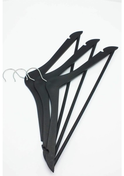 Ahşap Görünümlü Plastik Elbise Askısı 6 Adet Siyah Renk Döner Başlıklı fiyatları