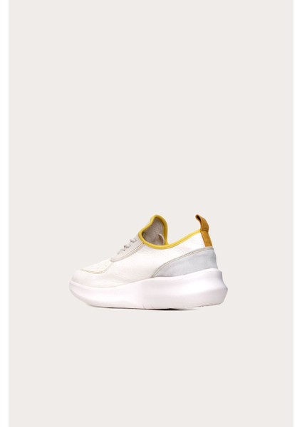 Beyaz Sarı Deri Kadın Spor Ayakkabı fırsatları