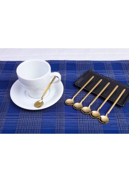 Gold Çay Kaşığı 6'lı Kahve Dondurma Tatlı Pasta Şeker Kaşık Set