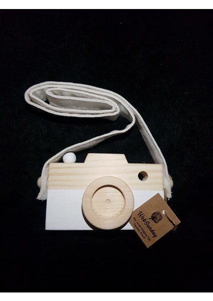 Ahşap Oyuncak Fotoğraf Makinesi - Beyaz