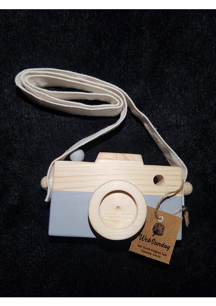 Ahşap Oyuncak Fotoğraf Makinesi - Gri
