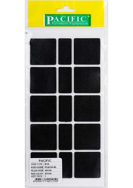 Yapışk.eva Keçe Kare 1plk=10 Ad 40 x 40 Siyah