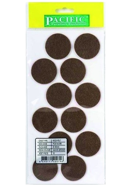 Kaydırmaz Keçe Yuv. 1plk=12 Ad Q-40 Kahve