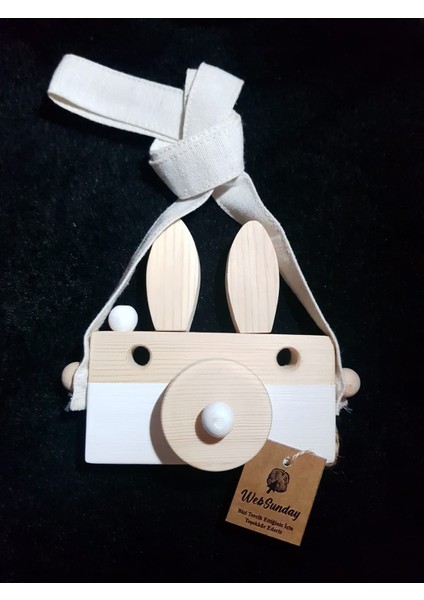 Ahşap Tavşan Fotoğraf Makinesi - Beyaz modelleri