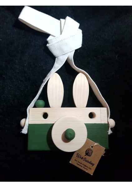 Ahşap Tavşan Fotoğraf Makinesi - Koyu Yeşil fiyatları