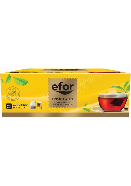 Efor Prime Label Bardak Poşet Siyah Çay - 100'lü