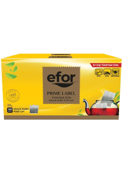 Efor Prime Label Jumbo Demlik Poşet Siyah Çay - 30gr*200'lü