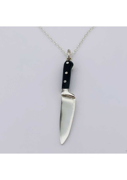 3D Şef Bıçak Gümüş Kolye (BG-KLY-657)