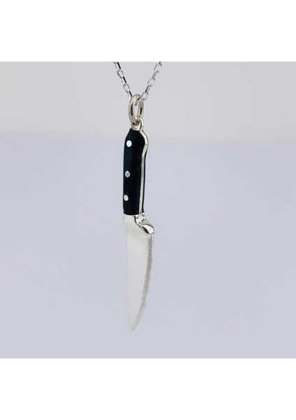 3D Şef Bıçak Gümüş Kolye (BG-KLY-657)