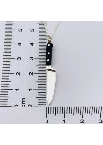 3D Şef Bıçak Gümüş Kolye (BG-KLY-657)