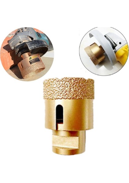Mermer Granit Panç Fayans Beton Kaya Delme Ucu 35MM Sarı Elmas Avuç Taşlama Uyumlu (M14) Karot Delik