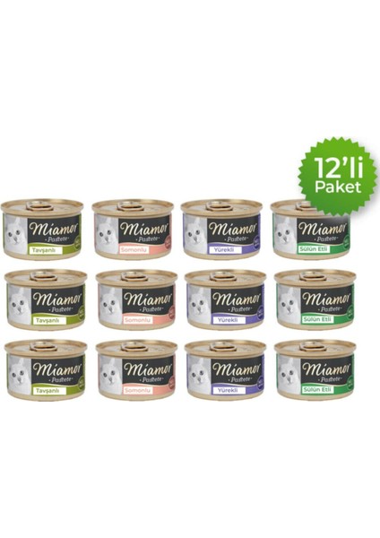 Pastete Tavşanlı Somonlu Yürekli Sülün Etli Karışık 12 x 85 Gram