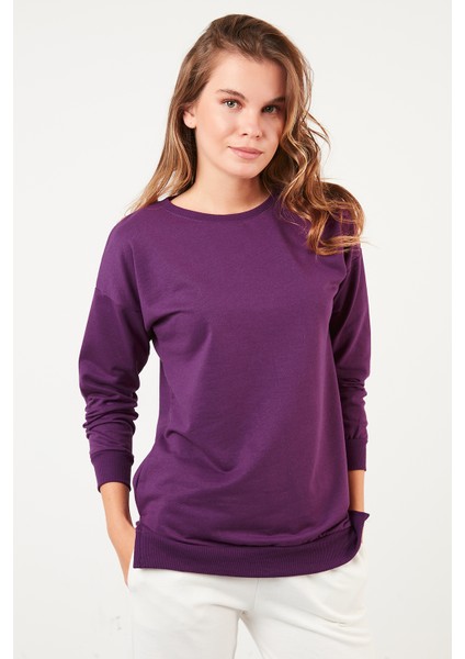 Pamuklu Bisiklet Yaka Basic Örme Sweat Kadın Sweat 5863569 fiyatları