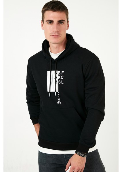 Slim Fit Baskılı Kanguru Cepli Kapüşonlu Sweat Erkek Sweat 5896590