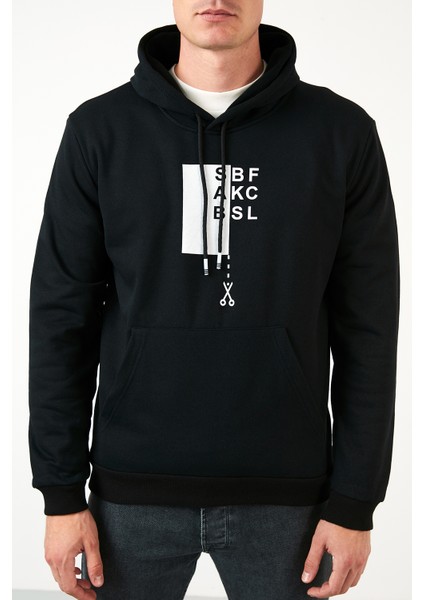 Slim Fit Baskılı Kanguru Cepli Kapüşonlu Sweat Erkek Sweat 5896590