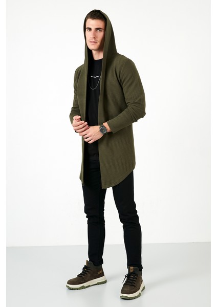 Slim Fit Kapüşonlu Pamuklu Örme Hırka Erkek Hırka 5896595 fırsatları