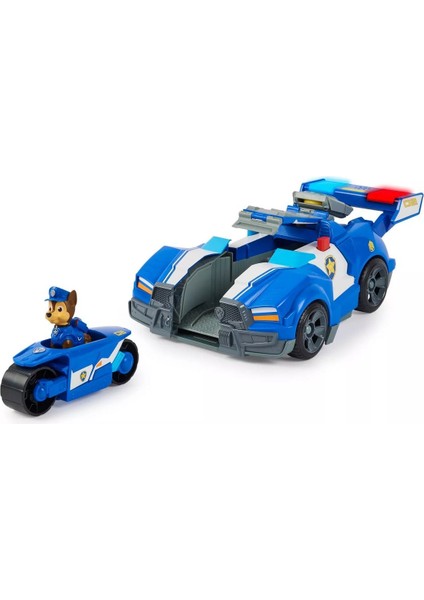 Spin Master 6060759 Paw Patrol, Chase'in 2si1 Arada Dönüşebilen Işıklı Şehir Aracı ve Sesli Motosikleti / Paw Patrol The Movie, Film Ürünü