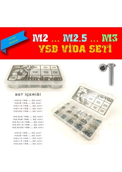 M2 M2.5 M3 Ysb Vida Seti 300 Parça