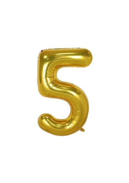 5 Rakam Folyo Balon Altın Renk 100 cm