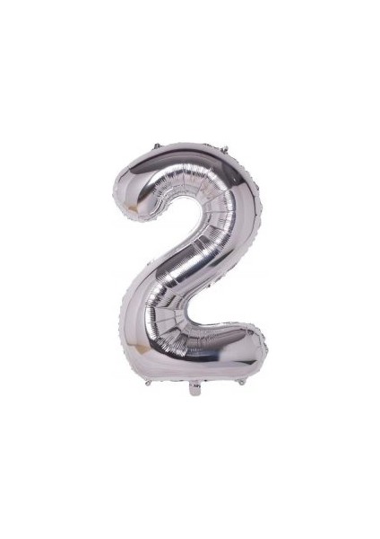 2 Rakam Folyo Balon Gümüş Renk 100 cm