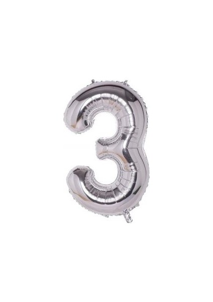3 Rakam Folyo Balon Gümüş Renk 100 cm