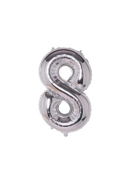 8 Rakam Folyo Balon Gümüş Renk 100 cm