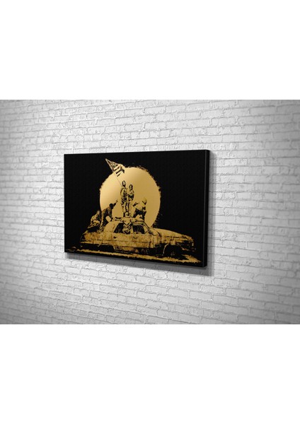 Banksy- Gold Flag Kanvas Tablo