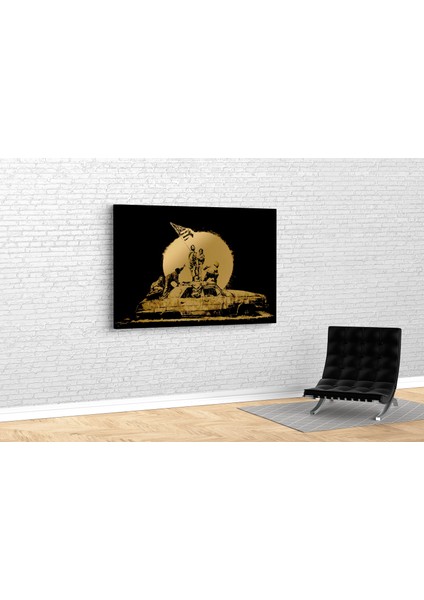 Tablo 360 Banksy- Gold Flag Kanvas Tablo