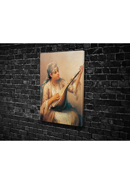 Fausto Zonaro- Woman Playing A String Instrument Kanvas Tablo
