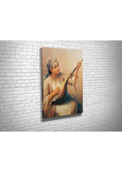 Fausto Zonaro- Woman Playing A String Instrument Kanvas Tablo fiyatları