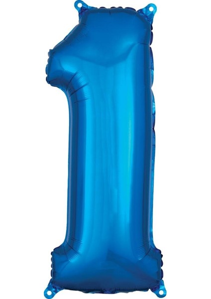 Mavi Renk 1 Rakam Folyo Balon 100 cm