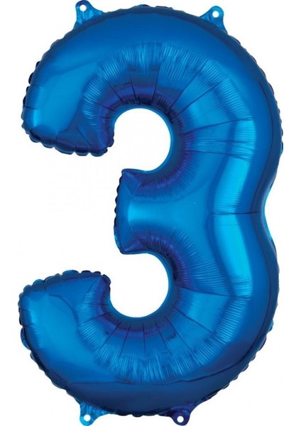 Mavi Renk 3 Rakam Folyo Balon 100 cm