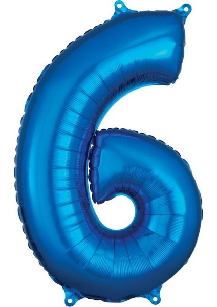 Mavi Renk 6 Rakam Folyo Balon 100 cm