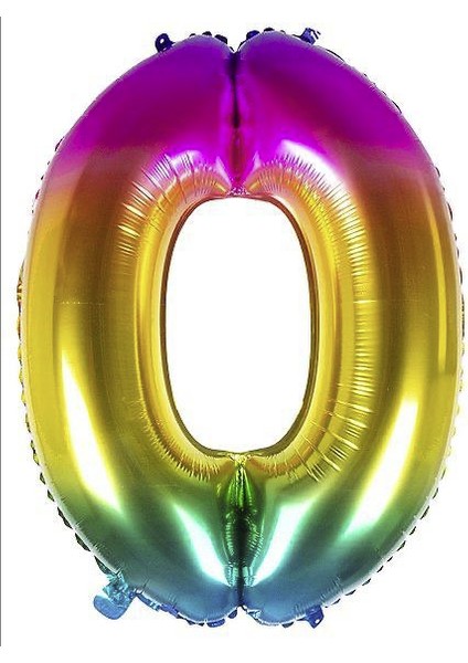 Gökkuşağı Folyo Balon 0 Rakamı 100 cm