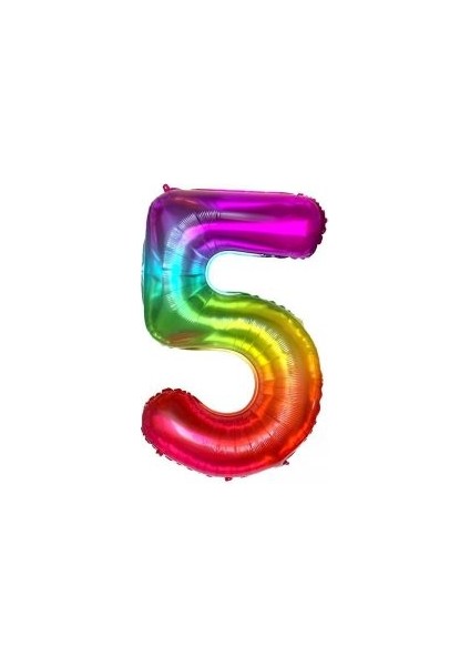 Gökkuşağı Folyo Balon 5 Rakamı 100 cm