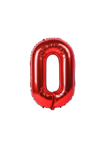 Kırmızı 0 Rakam Folyo Balon 100 cm