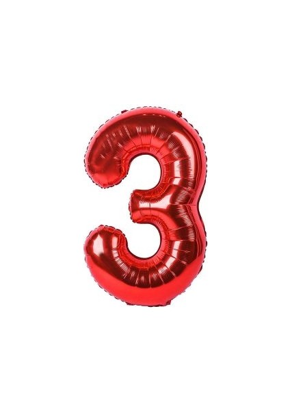 Kırmızı 3 Rakam Folyo Balon 100 cm