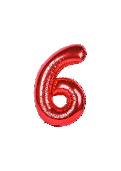 Kırmızı 6 Rakam Folyo Balon 100 cm
