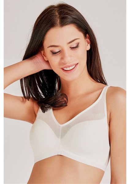 Kadın Balensiz Süngerli Ekru Sütyen 4636