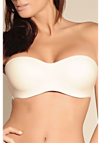 5063 Kadın Ten Düz Kumaşlı Süngerli Askısız Straplez Sütyen