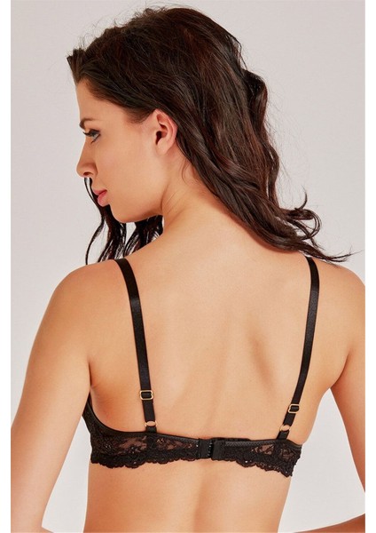 2589 Kadın Siyah Dantelli Ipli Süngerli Sütyen modelleri