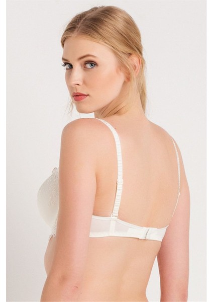 4592 Kadın Ekru Brode Dantelli Çıkarılabilir Dolgulu Süngerli Push-Up Sütyen fiyatları