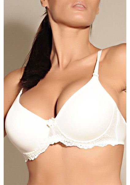 2271 Kadın Ekru Az Dantelli Çok Dolgulu Push-Up Sütyen